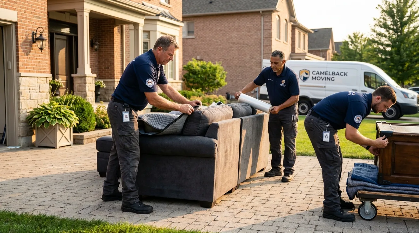 Large estate moving crew wrapping furniture in Beech Grove, IN